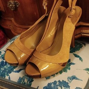 Sling Back Peep Toe Platform Heels